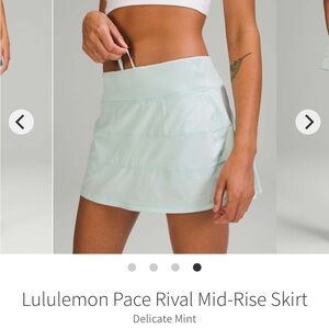 Lululemon 10 Pace Rival Mid Rise Skirt Delicate Mint